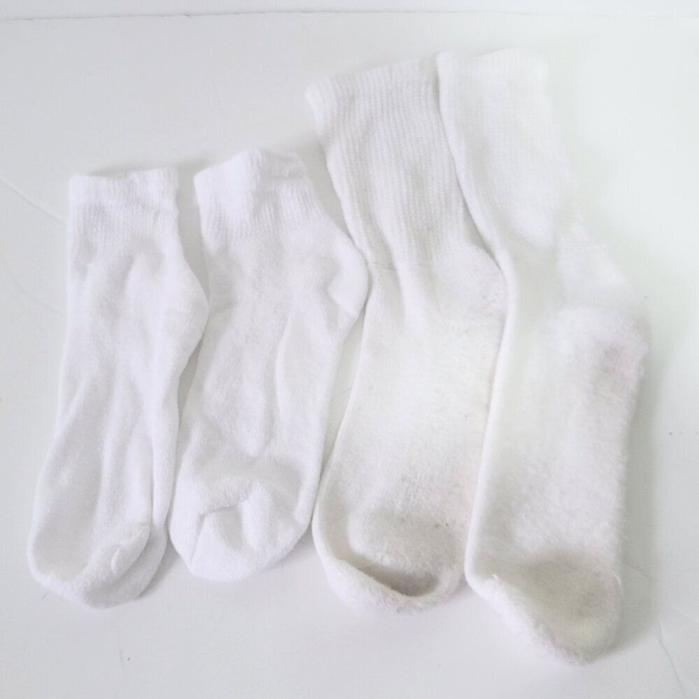Diabetic Socks Lot of 2 White Ankle and Crew Length